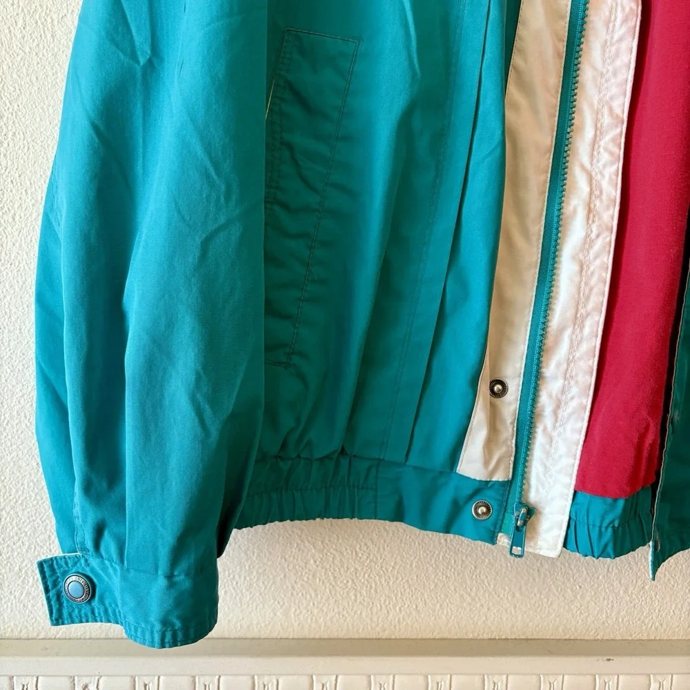 Vintage 90s‎ Members Only Windbreaker Jacket Color Block Blue-Green Red Men's M